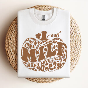 MILF Man I Love Fall SVG Thanksgiving Leopard Print Pumpkin T shirt design PNG 3