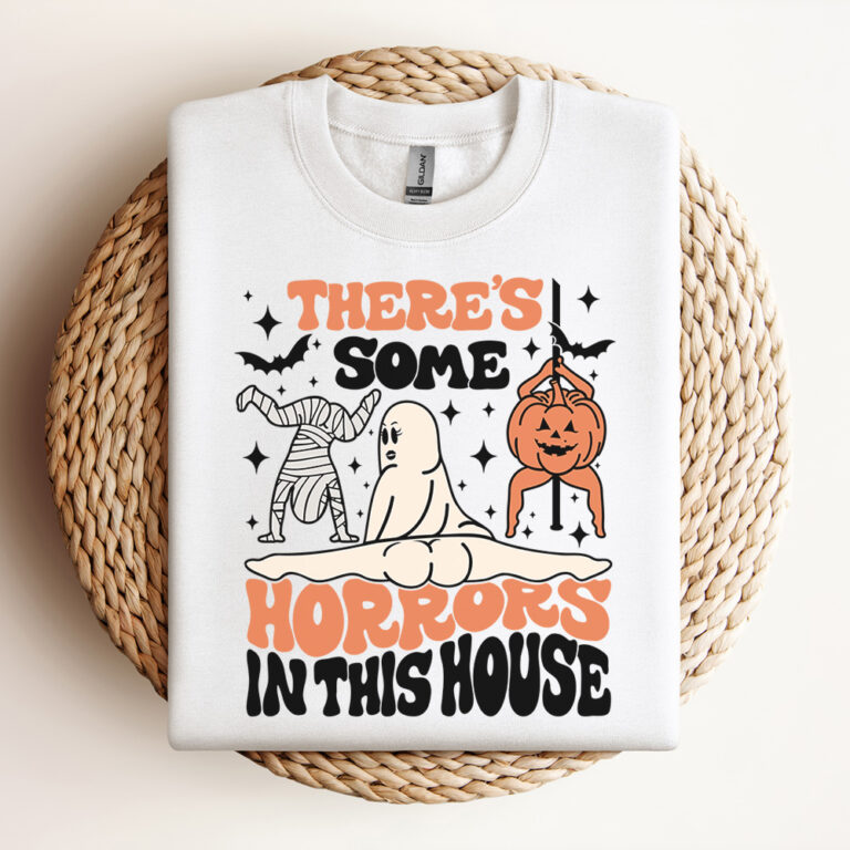 Theres Some Horrors In This House SVG Funny Halloween White T shirt Design SVG PNG 3