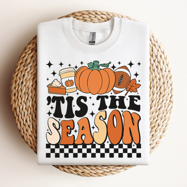 Tis The Season SVG Football Latte Coffe Pie Pumpkin Retro T shirt Design SVG PNG 3