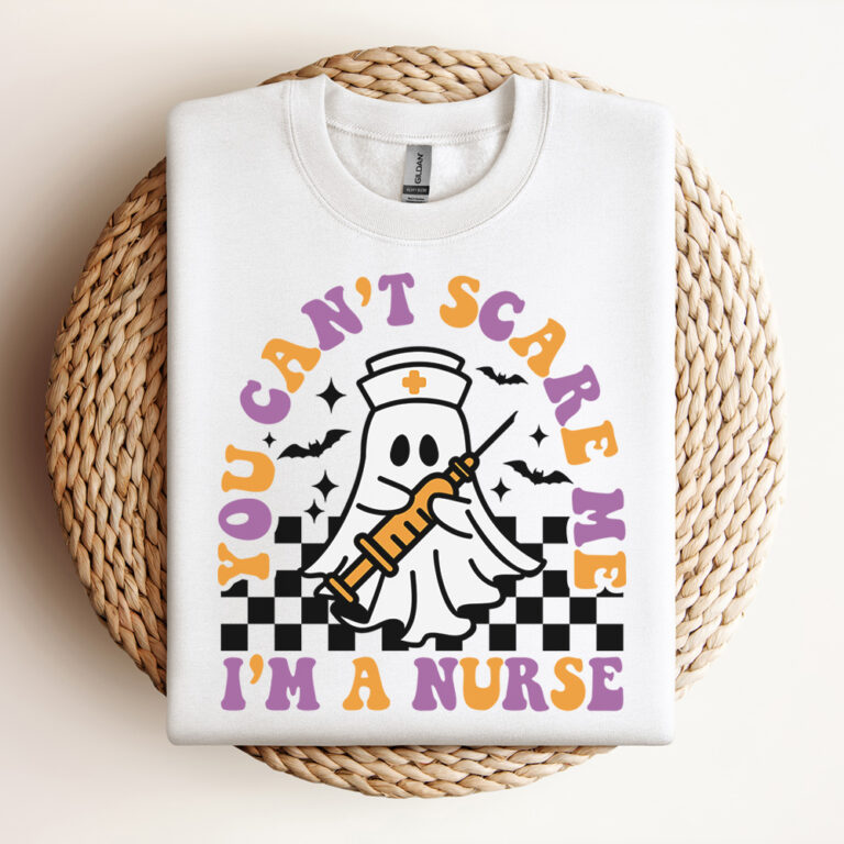 You Cant Scare Me Im a Nurse SVG Funny Halloween T shirt Retro Design SVG PNG 3