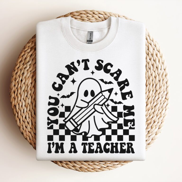 You Cant Scare Me Im a Teacher SVG Funny Halloween T shirt Retro Design SVG PNG 3