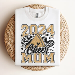 2024 Cheer Mom SVG Cheerleader Football Leopard Print Heart T shirt Design PNG 3