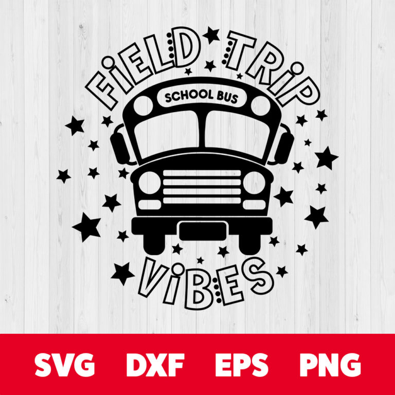 Field Trip Vibes SVG Field Game Day Fun School Bus T shirt Design SVG PNG Files 1