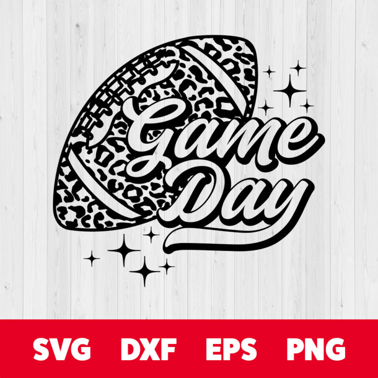 Game Day SVG Leopard Football T shirt BW Design SVG PNG Cut Files 1