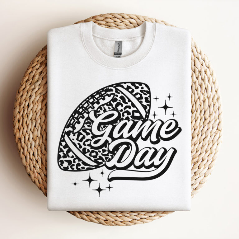 Game Day SVG Leopard Football T shirt BW Design SVG PNG Cut Files 3