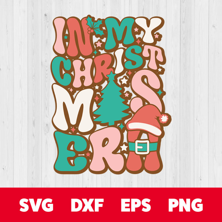 In My Christmas Era SVG Santa Claus Tree Color Retro Design SVG PNG Files 1