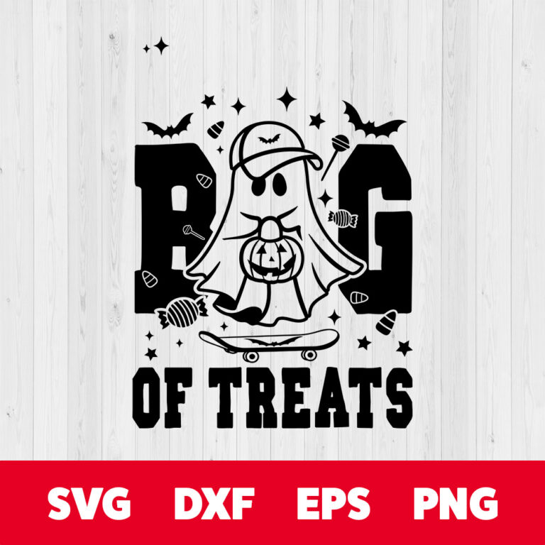 Name Bag Of Treats SVG Cool Childrens Bag Halloween Digital Design SVG PNG 1