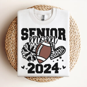 Senior Football Mom 2024 SVG Leopard Heart Graduation T shirt Design PNG 3