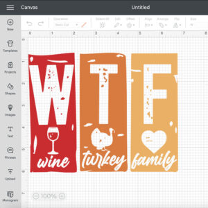 WTF Wine Turkey Family SVG Funny Thanksgiving T shirt Distressed Design PNG 2