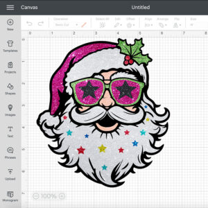 Pink Santa PNG Christmas Face T shirt Color Glitter Digital Design PNG File 2