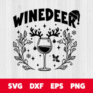 Winedeer Reinbeer SVG Christmas Couples Matching Black T shirts Digital Designs 1