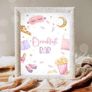 1 Breakfast Bar Sign Sleepover Birthday Sign Slumber Party Decor Teen Birthday Movie Night Pancakes Pajamas Snack Sign Download PRINTABLE 0447 1