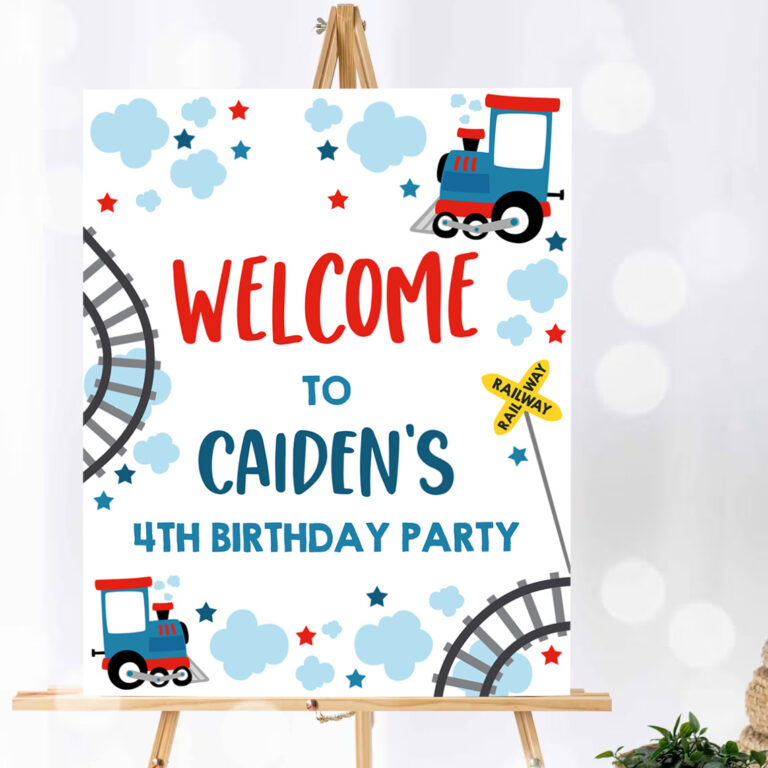 1 Choo Choo Train Birthday Party Welcome Sign Train Birthday Party Chugga Chugga Train Welcome Sign Train Party Instant Editable Download TC 1