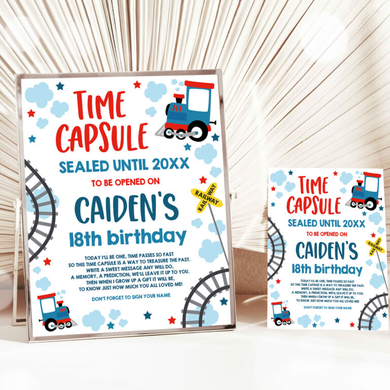 1 Choo Choo Train Birthday Time Capsule Matching Note Card Train Time Capsule Chugga Choo Train Birthday Party Instant Download Editable TC 1