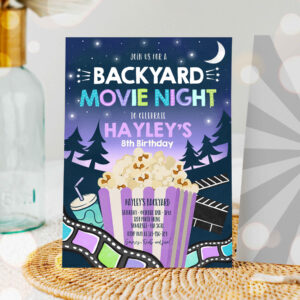 1 EDITABLE Backyard Movie Night Birthday Invitation Outdoor Movie Party Movie Under The Stars Party Movie Sleepover Party