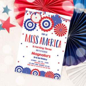 1 Editable 4th Of July Birthday Invitation 4th Of July Little Miss Independent Birthday Memorial Day Birthday