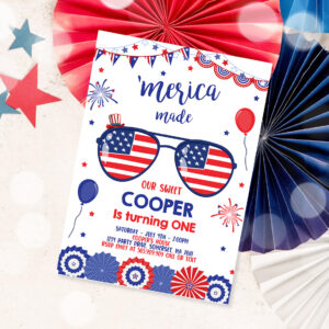1 Editable 4th Of July Birthday Invitation 4th Of July Merica Made 1st Birthday Memorial Day Independence Day Party