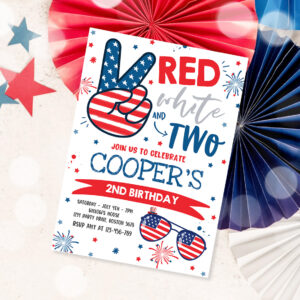 1 Editable 4th Of July Birthday Invitation 4th Of July Red White And Two 2nd Birthday Party Memorial Day Birthday Party