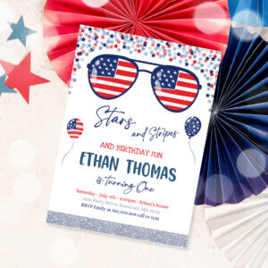 1 Editable 4th Of July Birthday Invitation 4th Of July Stars Stripe 1st Birthday Memorial Day Independence Day Party