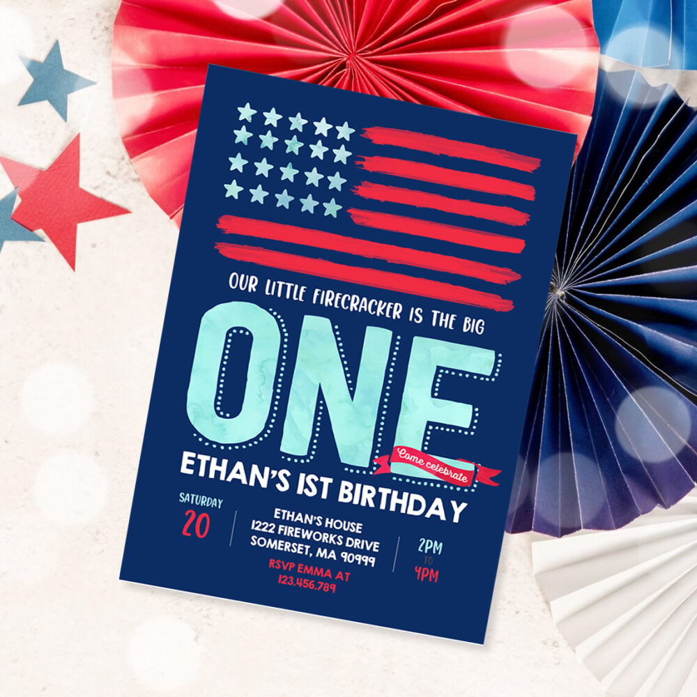 1 Editable 4th Of July Invitation 4th Of July Birthday Invitation Vintage 4th Of July Patriotic Birthday Red White And Blue