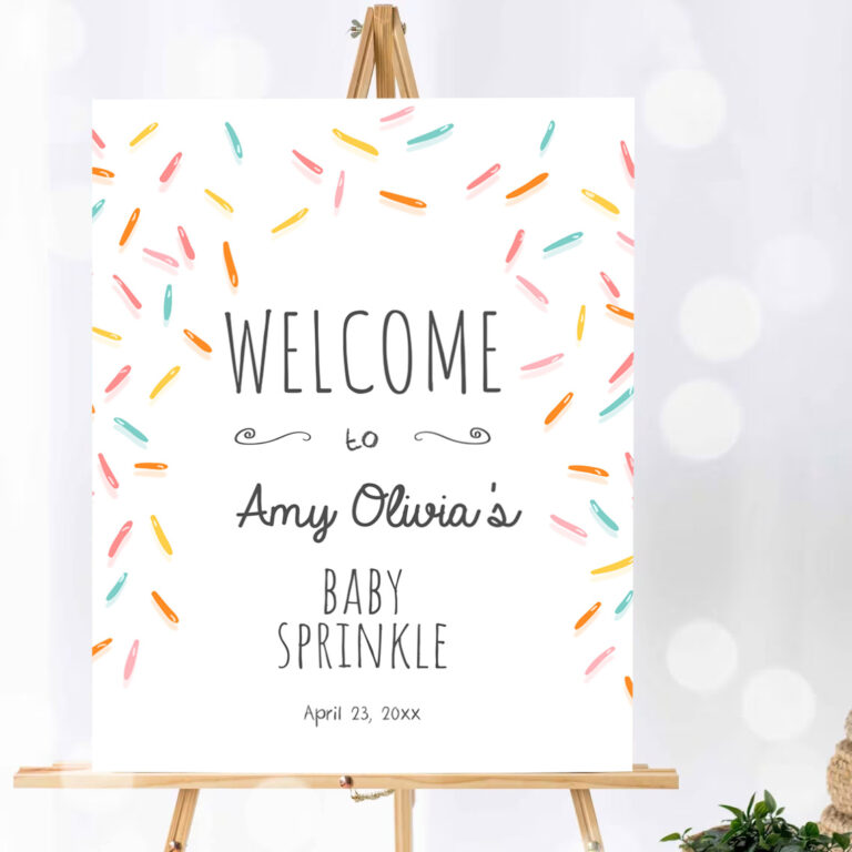 1 Editable Baby Sprinkle Welcome Sign Sprinkle Shower Gender Neutral Confetti Sprinkles Coed Shower Welcome