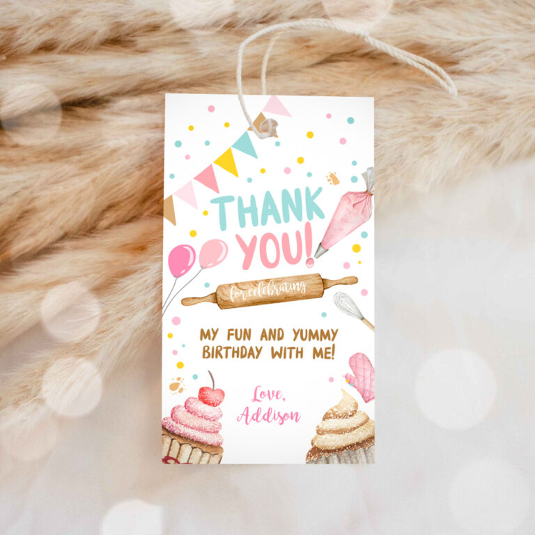 1 Editable Baking Favor Tags Tags Baking Birthday Thank you tags Kids Cupcake Decorating Party Little Chef Tags Template Corjl PRINTABLE 0364 1