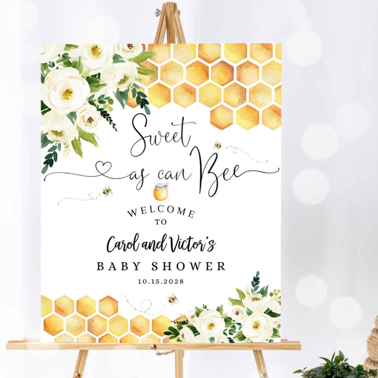 1 Editable Bee Sweet As Can Bee Baby Shower Baby Sprinkle Welcome Sign Yard Sign 24x36 18x24 16x20 Printable Template