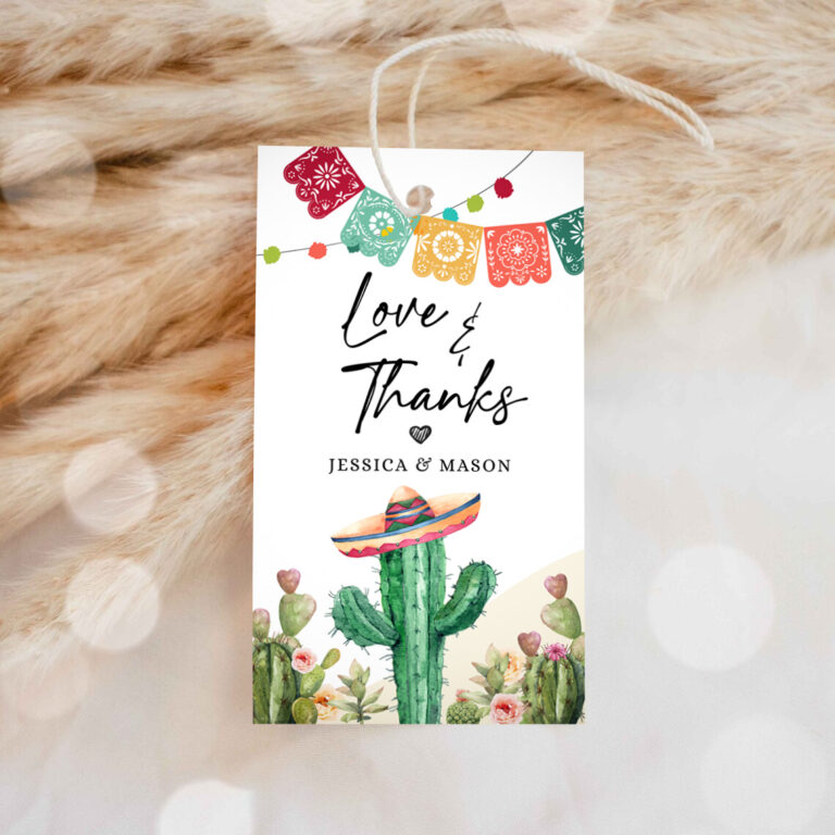 1 Editable Cactus Fiesta Favor Tags Love and Thanks Mexican Muchas Gracias Bridal Shower Succulent Couples Watercolor Corjl Template 0404 1