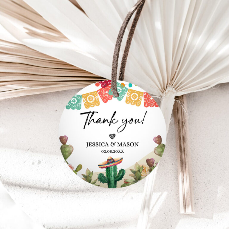 1 Editable Cactus Thank You Favor Tag Round Squared Fiesta Baby Shower Birthday Bridal Watercolor Sticker Succulent Corjl Template 0404 1