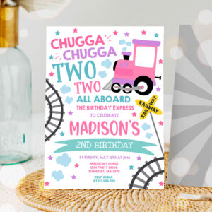 1 Editable Chugga Chugga Two Two Train Birthday Party Invitation Chugga Chugga Choo Choo Party Two Two Train Party