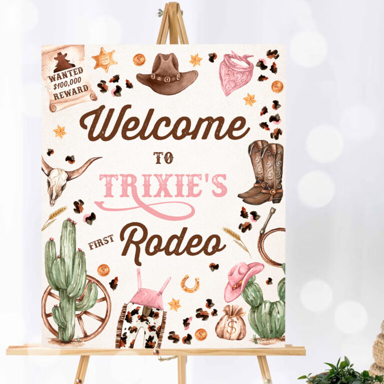 1 Editable Cowgirl Birthday Party Welcome Sign Wild West Cowgirl Rodeo Birthday Party Southwestern Ranch Party Decorations Instant Download QW 1