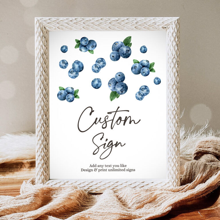 1 Editable Custom Sign Berry First Birthday Sign Berry Sweet Party Decor Boy Blueberries Blueberry Market 8x10 Download PRINTABLE Corjl 0399 1
