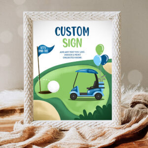 1 Editable Custom Sign Golf Birthday Party Sign Hole in One Birthday Par tee Golf Table Sign Decoration 8x10 Instant Download PRINTABLE 0405 1