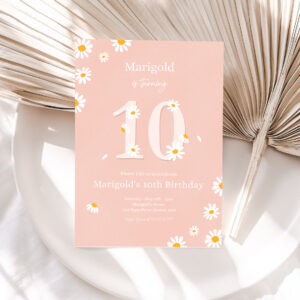1 Editable Daisy Birthday Party Invitation Boho Daisy 10th Birthday Invitation Bohemian Daisy Floral Groovy Birthday Party