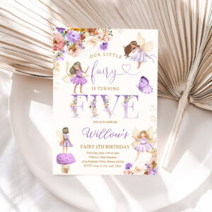 1 Editable Fairy Birthday Invitation Whimsical Wildflower Fairy 5th Birthday Magical Floral Fairy Garden Birthday Instant Download Editable WF 1