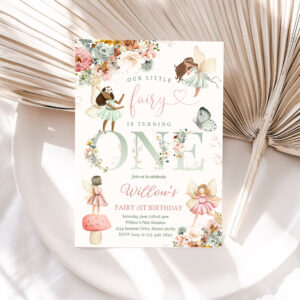 1 Editable Fairy Birthday Party Invitation Girl Whimsical Wildflower Fairy 1st Birthday Magical Floral Fairy Garden Birthday Instant Download Editable WF 1