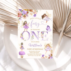 1 Editable Fairy Birthday Party Invitation Whimsical Wildflower Fairy 1st Birthday Magical Floral Fairy Garden Birthday Instant Download Editable WF 1
