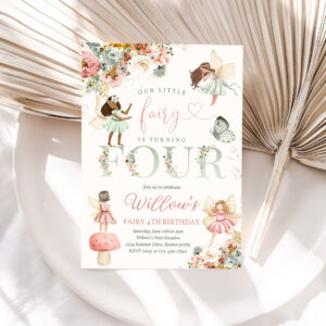 1 Editable Fairy Birthday Party Invitation Whimsical Wildflower Fairy 4th Birthday Magical Floral Fairy Garden Birthday Instant Download Editable WF 1