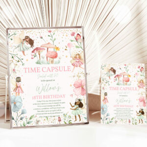 1 Editable Fairy Birthday Party Time Capsule Note Card Enchanted Magical Floral Fairy Princess Birthday Party Instant Editable File FT 1