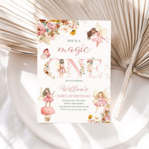 1 Editable Fairy Magic One Birthday Invitation Whimsical Wildflower Fairy 1st Birthday Magical Floral Fairy Garden Party Instant Download WF 1