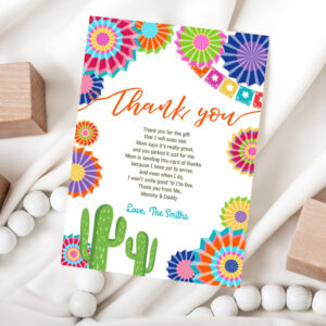 1 Editable Fiesta Baby Shower Thank You Card Insert Lets Fiesta Mexican Cactus Thank You Note Download Digital Corjl Template Printable 0236 1