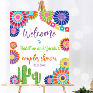 1 Editable Fiesta Cactus Welcome Sign Couples Shower Welcome Desert Mexican Succulent Taco Bout Love Succulent Corjl Template Printable 0236 1