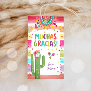 1 Editable Fiesta Favor tags Fiesta Thank you tag Cactus Mexican Label tags Muchas Gracias Birthday Shower Floral Template Corjl 0134 1
