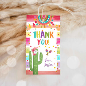 1 Editable Fiesta Favor tags Fiesta Thank you tags Cactus Mexican Label tags Muchas Gracias Birthday Shower Floral Template Corjl 0134 1