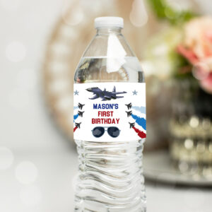 1 Editable Fighter Pilot Water Bottle Labels Jet Fuel Labels Boy Birthday Airplane Fighter Jet Danger Zone Decor Printable Template Corjl 0469 1