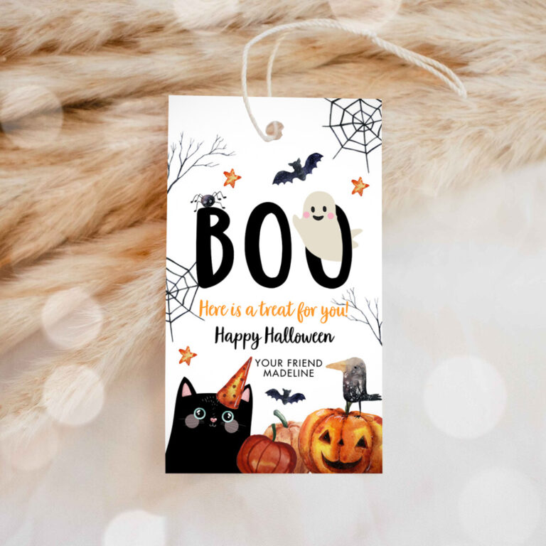 1 Editable Halloween Favor Tag Boo Gift Tag Costume Party Trick Or Treat Favor Tags Birthday Party Download Printable Template Corjl 0261 1