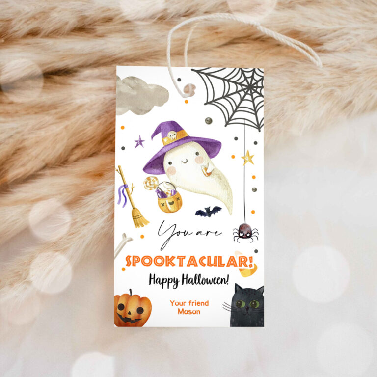 1 Editable Halloween Favor Tags Ghost Gift Tags You are Spooktacular Appreciation Cute Ghost Treat Tag Download Printable Template Corjl 0261 1