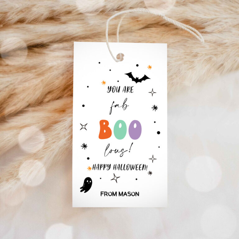 1 Editable Halloween Favor Tags Ghost Gift Tags fab BOO lous Teacher Appreciation Ghost Treat Tag Download Printable Template Corjl 0261 1