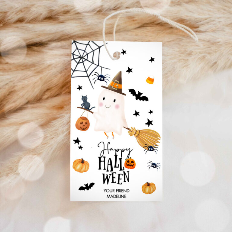 1 Editable Happy Halloween Gift Tags Trick Or Treat Favor Tags Ghost Treat Tag Personalized Download Printable Template Corjl 0261 0479 0009 1