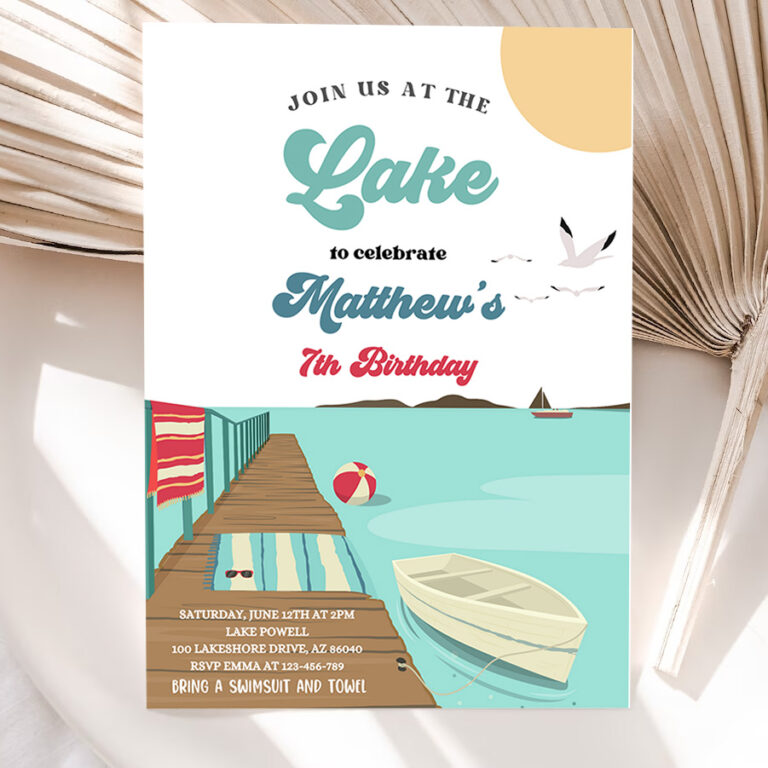 1 Editable Lake Birthday Party Invitation Boat Lake Birthday Party Summer Lake Water Party Join Us At The Lake Party